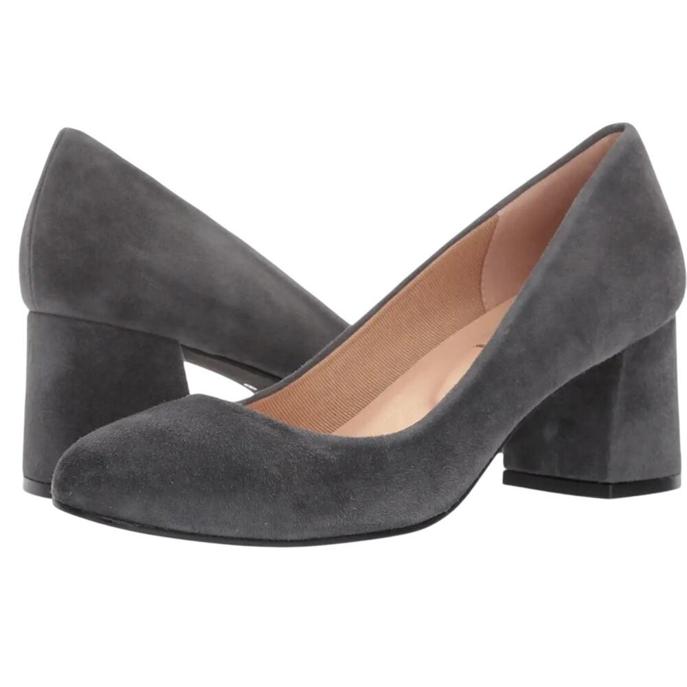 French Sole Womens Trance Pumps US 7.5 B Dark Grey Suede NIB